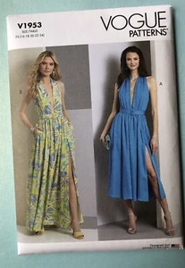 Vogue Pattern 1953 Lined Dress W/DeepV Neckline, Side Slits &belt Sizes16-24 New - Picture 1 of 2