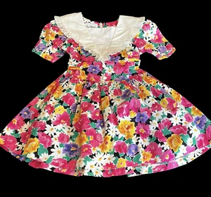 Vestido de Colección Eve Too Little Girls Talla 6 Primavera Verano Fiesta Cuello Grande Floral Ditzy - Imagen 1 de 11