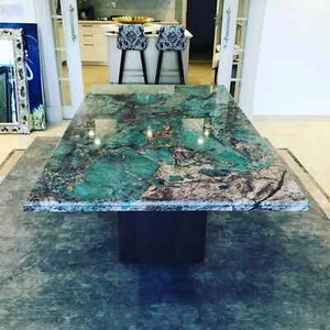 Amazonite Green Marble table 80"x40" Slab with 28.5" Inches tall Metal Leg - Picture 1 of 2