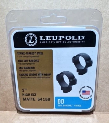Leupold 1" DD Dual Dovetail High Extended Matte Rifle Scope Ring Mounts #54159 - Image 1 of 4