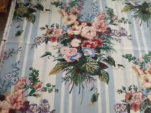 Tela Waverly Hatfield - 2 ramos enormes - algodón - 23 x 54 - rayas azules y flores - Imagen 1 de 5