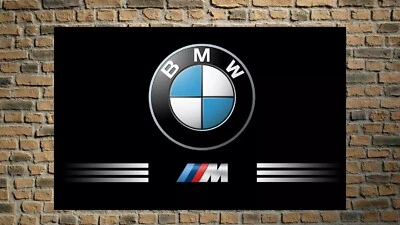 BMW M Power Racing Black Flag 3x5 FT Logo Car Banner for Garage Man Wall Banner - Image 1 of 2