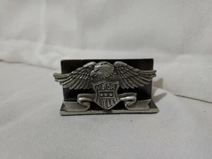 Vintage Pewter Eagle MOTOR CYCLES Business Card Holder w/Original Box - Picture 1 of 10