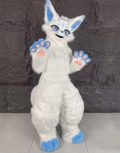 Long Fur Husky Dog Fox Mascot Costume Fursuit Halloween Suit Cosplay 421# - Picture 1 of 3