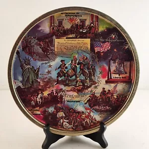 US Bicentennial Patriotic Metal Tray Revolutionary Images 11" Across Vintage - Picture 1 of 12