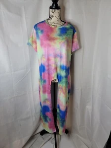 2 Hearts Multi-Colored Tie-Dye High-Low Tunic Shirt Women's Size 3X - Picture 1 of 8