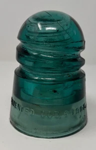Aqua Blue Hemingray PATENTIERT 8. OKTOBER 1907 Glasisolator Spiraldrahtnut - Bild 1 von 5