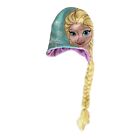 Disney Frozen Elsa Knit Beanie Hat w/ Blonde Braid One Size Target Kids Blue Cap