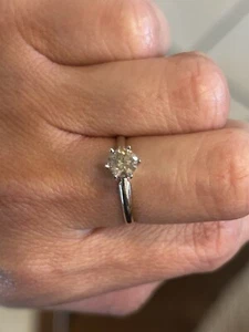 Anillo oro blanco 14k diamantes rosas - Imagen 1 de 8