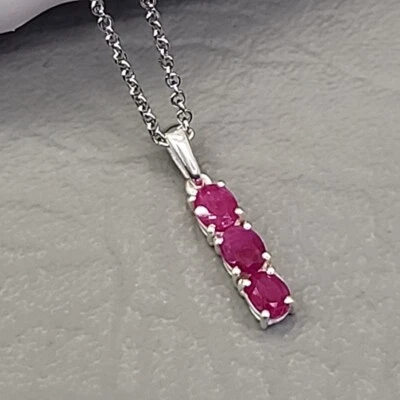 Pink Ruby Necklace STS Sterling Silver 925 20" - Image 1 of 4