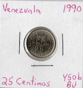Moneda Venezuela 25 céntimos 1990 Y50b - Imagen 1 de 2