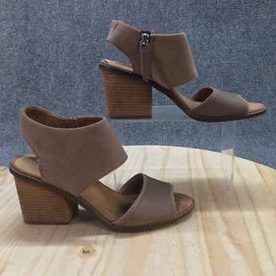 Sandalias Toms para mujer 8,5 correa al tobillo con tira trasera marrón tacones bloque cremallera informales Foto 1 de 4