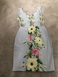 French Connection Blue Floral Print - Occasion/ Wedding Guest Dress Sz 8 - Picture 1 of 4