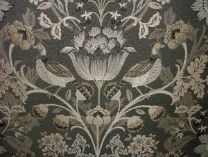 Tissu jacquard charbon de bois Morris Bird idéal pour les jets de coussin de rembourrage de rideau - Photo 1/18