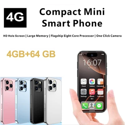 4" MINI Smart Phone Android 4+64GB 4G LTE Network Cellphone HD Screen Unlock - Image 1 of 4