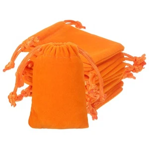 Velvet Bags with Drawstrings 2 x 3 Inch - (10 Pack, Orange) - Picture 1 of 7