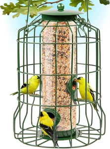 Squirrel Proof Bird Feeders for Outdoors Hanging (Metal Green) Bird Feeder with  - Picture 1 of 12