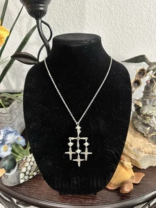 925, Sterling Silber Vintage Mexiko Yalalog Kreuz mit 24" Kette - Bild 1 von 4