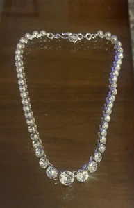 Vintage Monet signiert silberfarben großer Kristall Strang Halskette 17" verstellbar - Bild 1 von 9