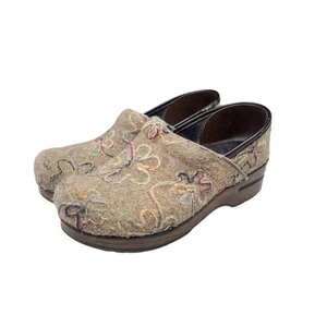 Dansko Clogs Womens Felt Pro Mule Oatmeal Floral 38 EU / 7.5-8 M US - Picture 1 of 14