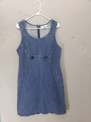 Chadwick's Dress Womens 14 Blue Denim Sleeveless Casual Office Shift Knee Lenght Foto 1 de 4