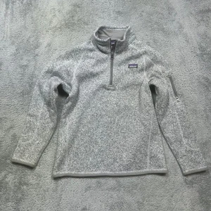Patagonia Better Sweater Fleece Pullover ¼ Zip Girls XL 14 Heather Gray Kids EUC - Picture 1 of 12