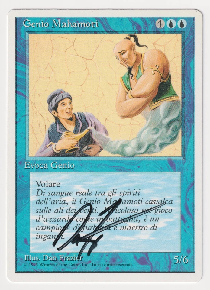 Signed Italian Mahamoti Djinn Proof MP 4th Artist Dan Frazier 1995 MTG Magic AP! - Image 1 of 2