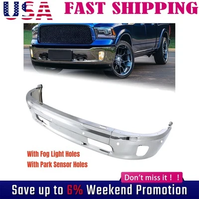 Front Bumper Face Bar for RAM 1500 2014-2018 Chrome W/ Fog Light Holes &  - Image 1 of 4