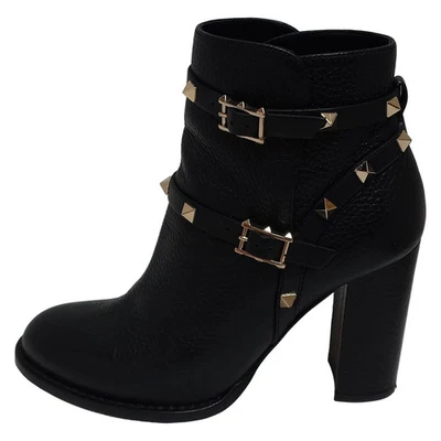 Botas femininas de couro preto autênticas VALENTINOGARAVANI - - Imagem 1 de 4