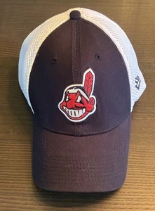 Chapeau vintage Cleveland Indians New Era ajusté bleu marine foncé / blanc moyen / grand - Photo 1/7