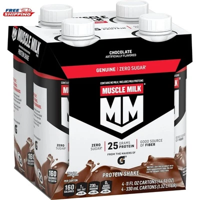 Batido de proteínas genuinas Muscle Milk, chocolate, cartón de 11 fl oz, paquete de 4 Foto 1 de 4