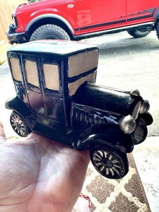 Maceta vintage de cerámica modelo A camión coche alto esmalte negro amarillo EE. UU. USADA EN EXCELENTE ESTADO - Imagen 1 de 3