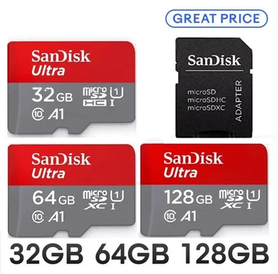 SanDisk Ultra Micro SD Card 32GB,64GB,128GB Memory Card With Adapter 4K Class