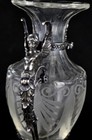 Antique Rare Solid Silver 800 Crystal Vase with Sphinx Handles Germany 19th C