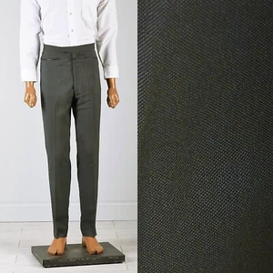 30x30 Vintage Deadstock 1960s 60s Mod Green Bronze Sharkskin Pants Peg Highwaist - Picture 1 of 8