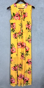 New York And Company Maxi Dress Womens XL Petite Floral Yellow Resort Boho - Picture 1 of 7