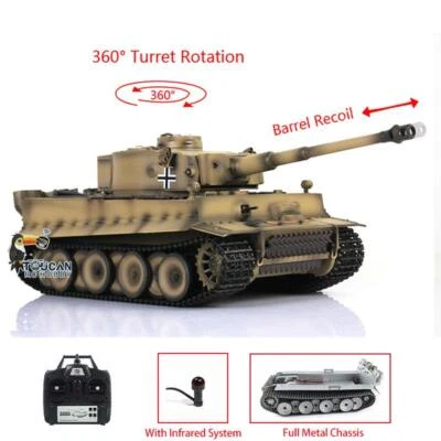 Henglong 1/16 Tiger I RC Tank 3818 Metal Chassis W/ Plastic Upper Hull Recoil - Image 1 of 4