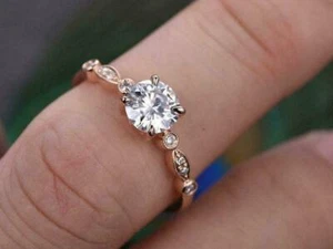 2.20Ct Moissanite Solitaire Engagement Ring 14K Rose Gold Plated - Picture 1 of 11