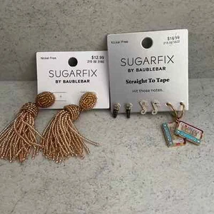 Pendientes Sugarfix de Baublebar, 4 pares - borlas de oro rosa y rectos a cinta - Imagen 1 de 5