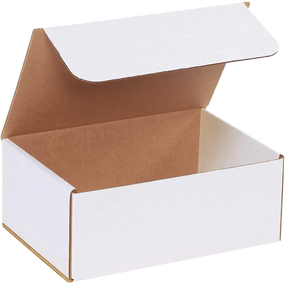 50 10" x 7" x 4" White Corrugated Mailers Die Cut Tuck Flap Boxes Free Shipping - Image 1 of 1