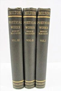 Milton 3 Vols. Poetical Works MacMillan & Co. 1882 Edited by Masson - Bild 1 von 4