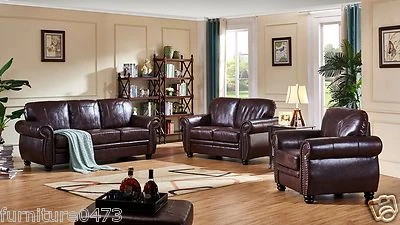 Burgundy Leather 3 Seater or 2 Seater or Armchair, Footstool Sofa Suite HIGHBURY - Image 1 of 4