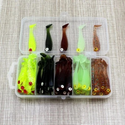 Lot 50 Lifelike 5.5 cm T Tail Soft Fishing Lure Kit with Paddle Grub Swimbait - Image 1 of 4