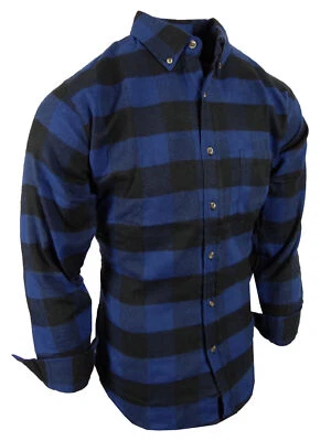 格子法兰绒衬衫柔软纽扣领格子图案男式胸袋 b — 第 1/4 张图片