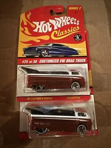2006 Hot Wheels Classics 2 Set Customized VW DRAG TRUCK Orange/white Variants - Picture 1 of 9