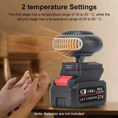 18V/20V Space Heater for DEWALT MAKITA BOSCH MILWAUKEE Battery with USB-A Ports - Image 1 of 4