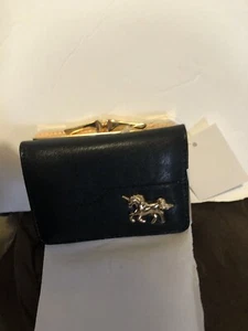Women Bifold Wallet Slim Black Leather Horse Credit Card Money Holder New - Picture 1 of 4
