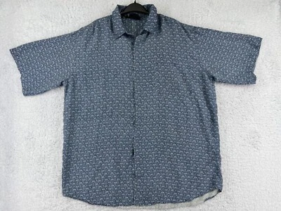 Camisa DE COLECCIÓN Color Italia Para Hombre Azul Patrón Diamante Abotonada 100% Bolsillo Seda Foto 1 de 4