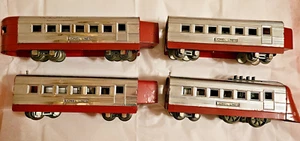 LIONEL Streamline Engine O GAUGE & 3 Cars Pre War RED & Chrome 'Lionel 027' - Picture 1 of 24