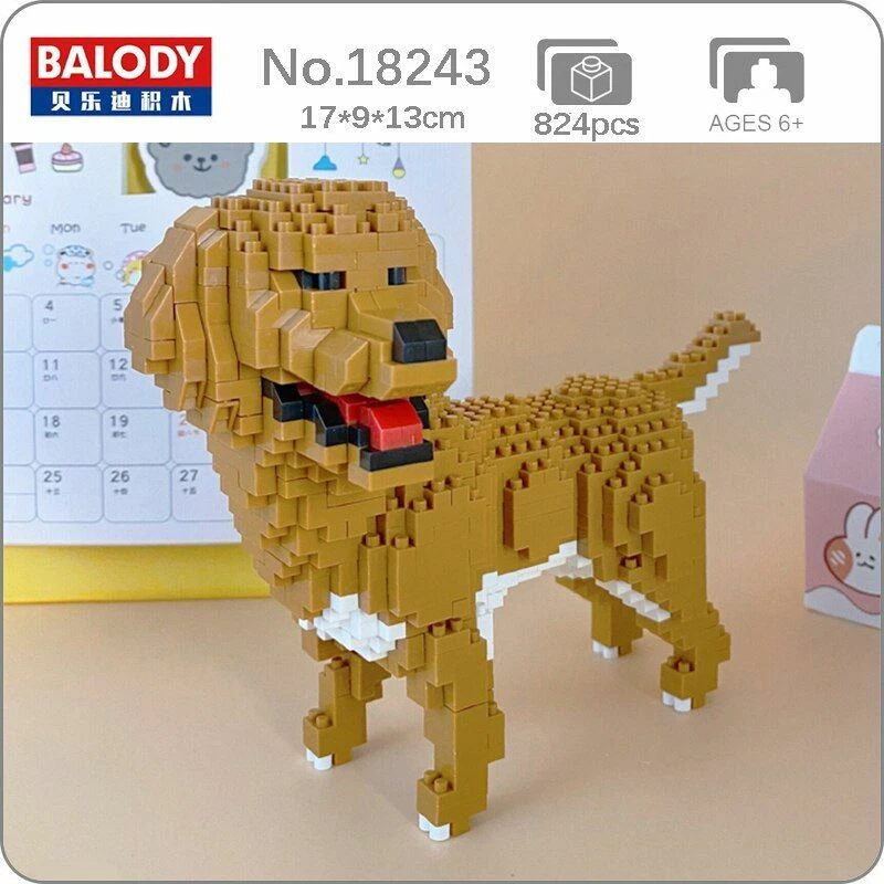 Balody Golden Retriever Dog 3D Model DIY Mini Diamond Block Brick Building Toy - Image 1 of 4